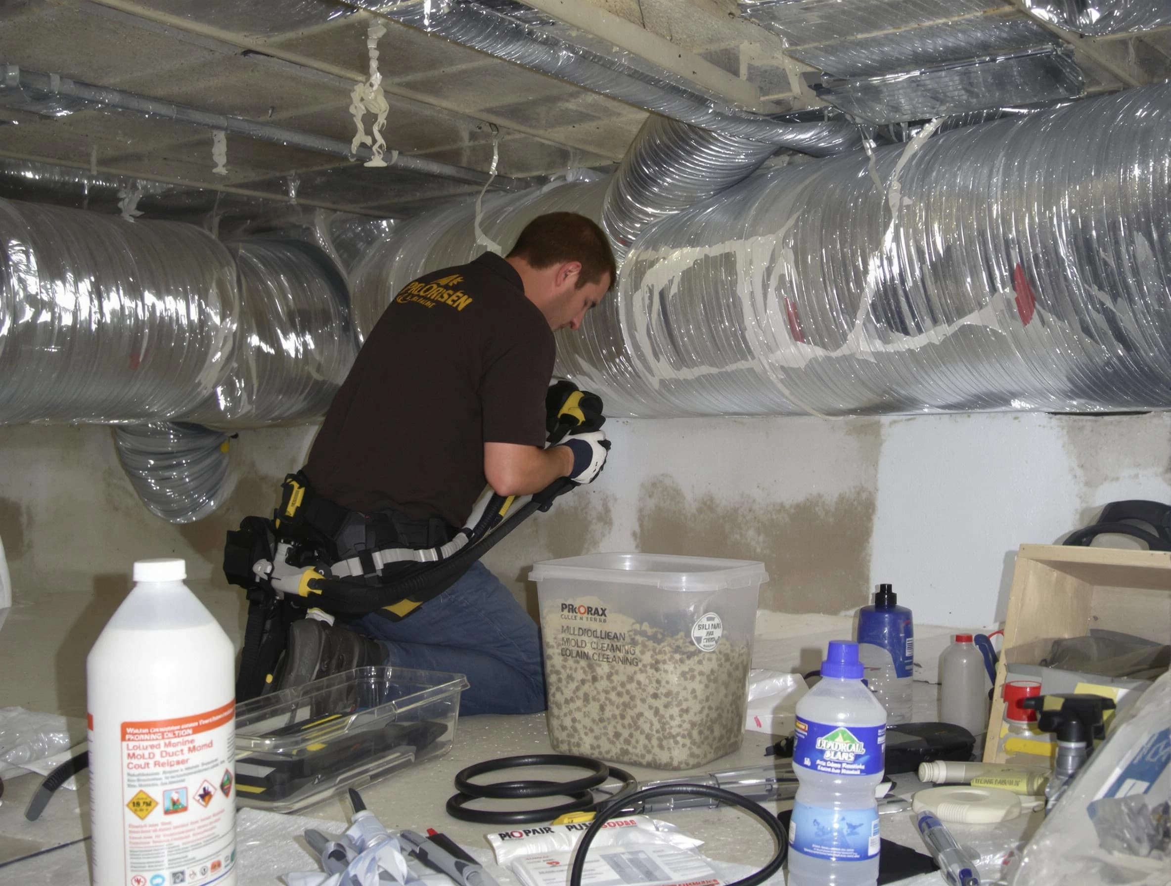 Locust Grove Air Duct Cleaning specialist performing professional mold removal from air ducts in Locust Grove
